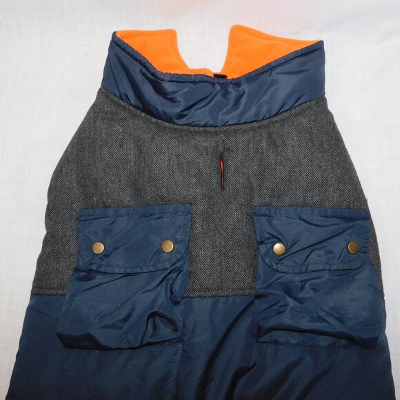 Bailey & Bella 2XL navy Blue Orange Fleece Lined Dog Jacket Coat New w Tags - Picture 2 of 9
